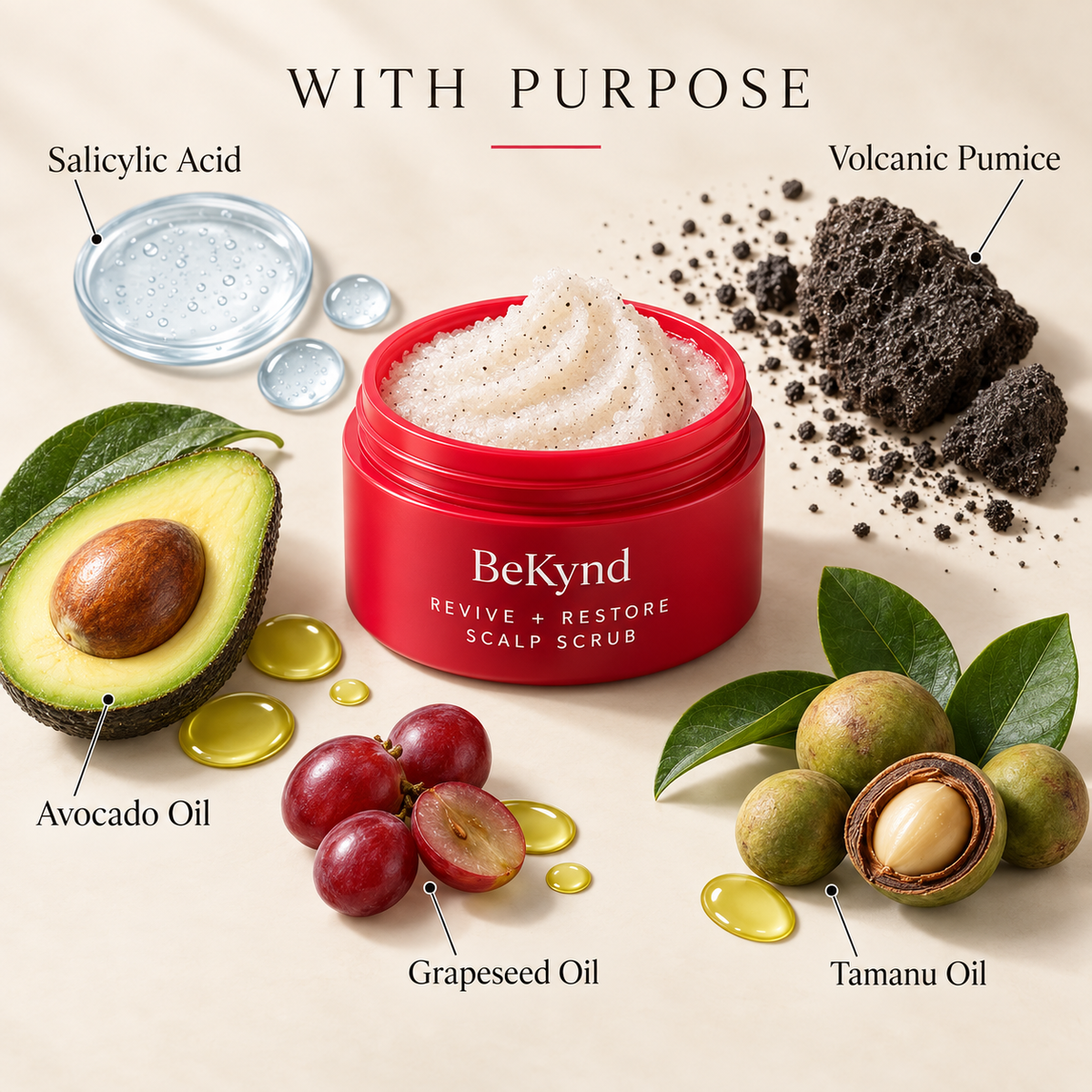 BeKynd Beauty Revive + Restore Scalp Scrub – Exfoliating Pre-Shampoo Scalp Care | 200 mL