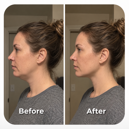 Aeki facial massage before and after side profile comparison